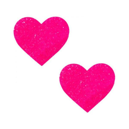 Neva Nude Super Sparkle Watermelly Pink Blacklight Glitter I Heart U Nipztix Pasties - Model NN-SSWPIU-001 - Women's Blacklight Reactive Lingerie for Intimate Pleasure - Size 3 x 2.5
