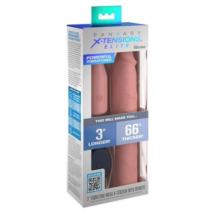Fantasy X-tensions Elite 9in Vibrating Sleeve with 3in Plug and Remote - Male Penis Extender for Enhanced Pleasure - Model XE-3000 - For Men - Intense Stimulation - Light Grey