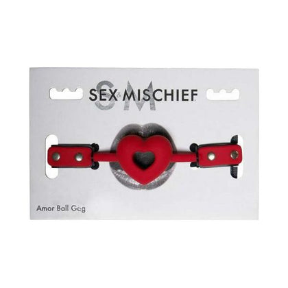 Sportsheets Sex & Mischief Amor Ball Gag Red - Breathable Heart-Shaped Silicone Ball Gag for BDSM Beginners - Model AMOR-01 - Unisex - Enhances Pleasure and Control
