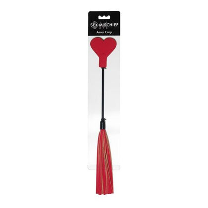 Sportsheets Sex & Mischief Amor Crop Red - Versatile BDSM Heart Crop and Flogger Toy for Couples - Model SM-ACR-01 - Unisex - Intense Sensations for Spanking and Teasing - Red Color