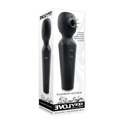 Evolved Rainbow Sucker Light-up Rechargeable Dual-function Silicone Suction Wand Vibrator Black