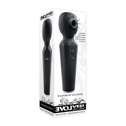 Evolved Rainbow Sucker Light-up Rechargeable Dual-function Silicone Suction Wand Vibrator Black - Adult Naughty Store