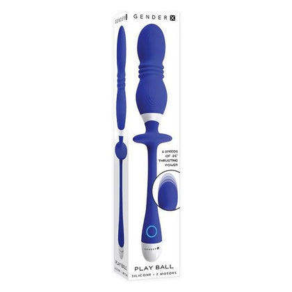Introducing the Gender X Play Ball Rechargeable Thrusting Silicone Dual Orb Vibrator in Blue - Model GX-2021