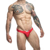 Malebasics Justin + Simon Classic Bikini Red L - Men's Sexy Nylon-Spandex Bikini Underwear for Sensual Comfort and Style - Size L
