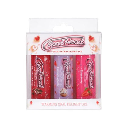 GoodHead Warming Oral Delight Gel 3-Pack - Strawberry, Vanilla Cupcake, Chocolate Cherry - Model GH-ODG2 - Enhances Flavor and Warms During Oral Sex - Non-Sticky Water-Based Formula - PETA Certified - Made in America