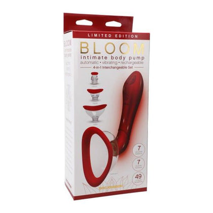 Bloom Intimate Body Pump Limited Edition Red Automatic Vibrating Rechargeable 4-in-1 Interchangeable