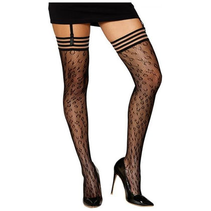 Dreamgirl Leopard Print Fishnet Thigh-high Stockings - Model 2021 - Women's Seductive Lingerie for Sensual Legs - Size OS (2-14) - Adult Naughty Store