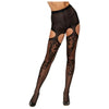 Dreamgirl Ornate Pattern Garter Pantyhose Black O-s: Seductive Sheer Swirls for Alluring Legs - Adult Naughty Store