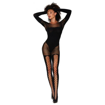 Dreamgirl Fishnet Teddy Bodystocking Black O-s: Sensual Seduction for Women's Intimate Moments - Adult Naughty Store