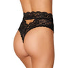 Dreamgirl High-Waist Scallop Lace Panty With Keyhole Back - Black S - Women's Intimate Delight Lingerie - Model DWG-HPKB-S - Adult Naughty Store