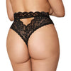 Dreamgirl High-Waist Scallop Lace Panty With Keyhole Back Black 2XL: Elegant Intimates for Women, Model DWG-SCALP-BLK2XL, Offering Sensual Comfort and Style - Adult Naughty Store