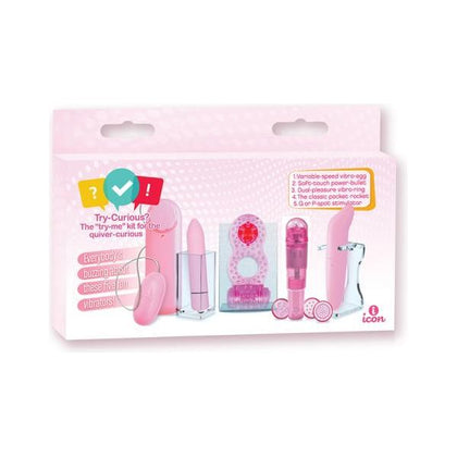 Icon Try-Curious Vibe Set: The Ultimate Pleasure Package for Adventurous Individuals - Model X123: A Collection of 5 Pink Vibrators for All Your Sensual Desires - External, Internal, and More!