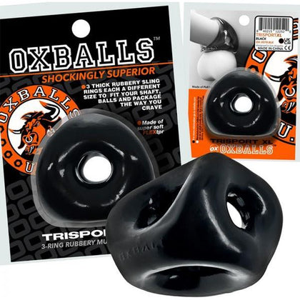 Oxballs Tri-Sport XL Thicker 3-Ring Sling Black - Premium Cock and Ball Sling for Enhanced Pleasure and Support - Adult Naughty Store