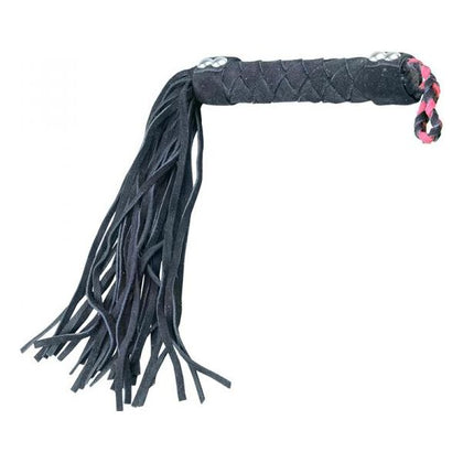 Introducing the Exquisite Pleasure 15.5 In. Leather Flogger Black - Model PF-001, Unisex, Sensual Impact Play Toy