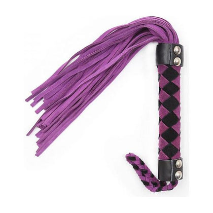 Pleasure 15.5 In. Leather Flogger Purple - Exquisite Sensual Impact Toy for Enhanced Pleasure - Model P15.5LF-PUR - Unisex - Intimate Play and BDSM - Deep Purple