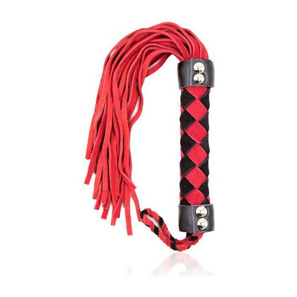 Introducing the Captivating Ple'sur 15.5 In. Leather Flogger Red - The Sensual Delight for Alluring Impact Play