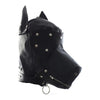 Ple'sur Locking Lace-up Faux Leather Dog Hood Mask With Zipper Mouth Black - Adult Naughty Store