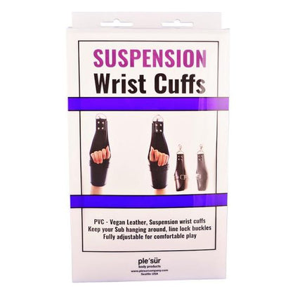 Ple'sur PVC Locking Cuff Suspension Restraints - Black, Model PVS-1001, Unisex, for Sensual Bondage Play - Adult Naughty Store