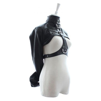 Ple'sur Bondage Bolero-style Straight Jacket - Open-front Faux Leather Lingerie for Women - Model: BBJS-001 - Black - One Size Fits Most