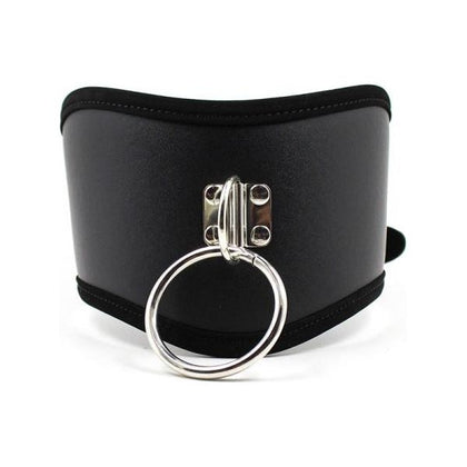 Introducing the Luxurious Ple'sur PVC Adjustable Posture Collar with O-Ring - Model XJ-2000 - For Enhanced Control, Pleasure, and Discipline - Unisex - Black