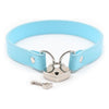 Euphoria PVC Collar with Heart Lock & Key - Aqua, Unisex BDSM Choker for Naughty Pleasure