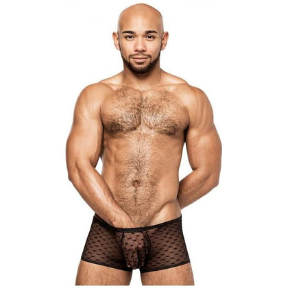 Male Power Heart Breaker Mini Short Black M - Men's Sheer Heart Print Mesh Mini Short Underwear M - Adult Naughty Store