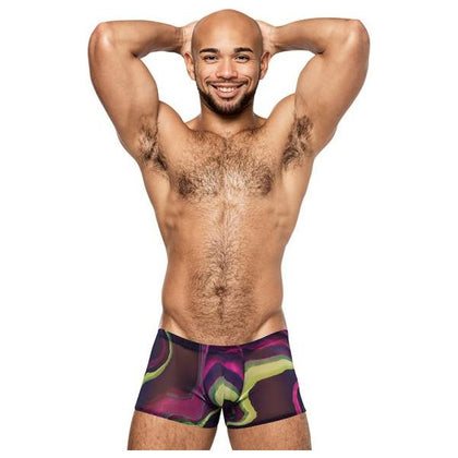 Male Power Galactic Collection Mini Short XL - Sheer Cosmic Print Lingerie for Men's Pleasure - Adult Naughty Store