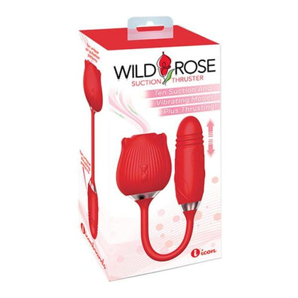Introducing the Wild Rose Suction Thruster Red - Powerful Dual-Action Clitoral Stimulator for Women