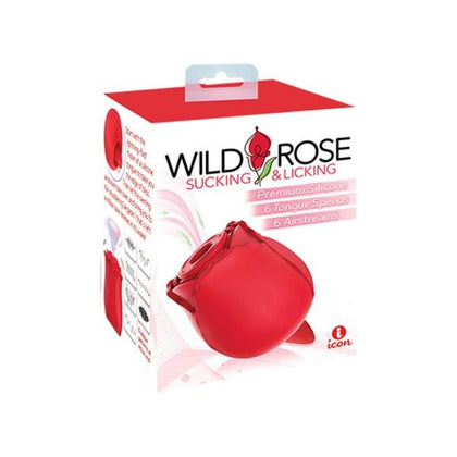 PleasurePro™ RXT-500X Dual Stimulation Wild Rose and Tongue Sucking and Licking Vibrator - Red - Adult Naughty Store