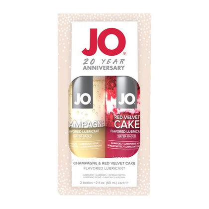 JO 20th Anniversary Celebration Kit - Water-Based Flavored Lubricants for Couples - Red Velvet Cake and Champagne - Set of 2 x 2oz Bottles - Adult Naughty Store