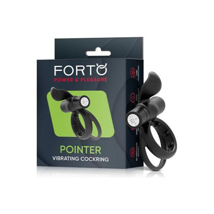Forto Dual-Ring Vibrating Cockring with Pointer Stimulator - Model FR-10B - Male - Enhances Pleasure - Black