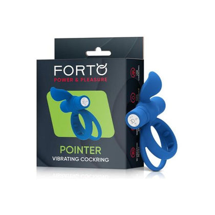 Forto Dual-Ring Vibrating Cockring with Pointer External Stimulator - Model FR-10B, Blue