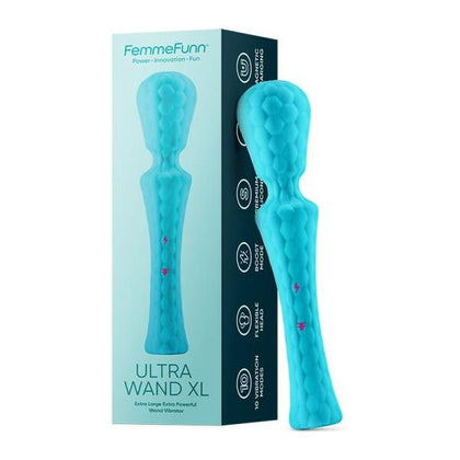 Femmefunn Ultra Wand XL Turquoise - Powerful Rechargeable Silicone Massager for Intense Pleasure