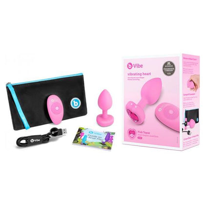 b-Vibe Vibrating Heart Anal Plug - Model S-m Pin - Remote-controlled, Rechargeable - For All Genders - Intense Pleasure - Red - Adult Naughty Store