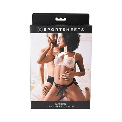 Sportsheets Saffron Silicone Pegging Kit - Model X1: Adjustable Strap-on Harness & 5 In. Dildo - Unisex Pleasure - Black