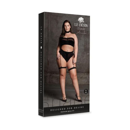 Shots Le Desir Ananke Xii 3-Piece Lingerie Set - Black Queen Size - Seductive Choker, Bandeau Top & Gartered Panty - Adult Naughty Store