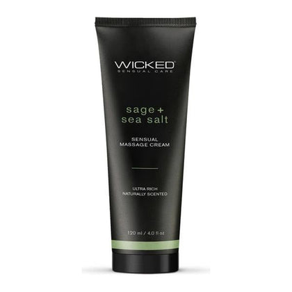 Wicked Sensual Care Sage + Sea Salt Sensual Massage Cream - Intimate Body Pleasure Enhancer for All Genders - Model: 4 Oz. - Adult Naughty Store