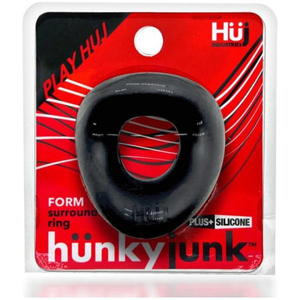 HÜNKYJUNK FORM Surround Cockring Tar Ice - Versatile Bent-Shaped Cockring for Curious Dick-Play - Model: FORM - Gender: Unisex - Enhances Pleasure and Provides Comfort - Sleek Tar Ice Color