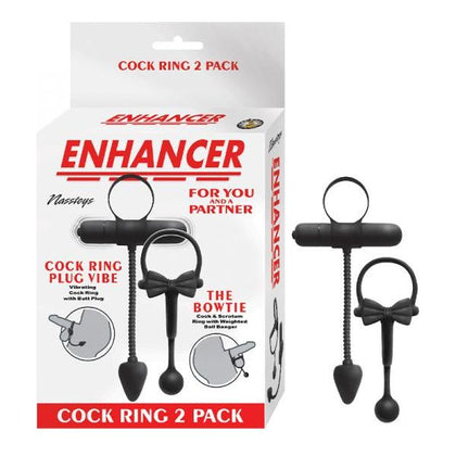 Introducing the LuxeSilk Enhancer Cockring 2 Pack - Model ECR-2B: Dual Pleasure for Him and Her in Sensational Black