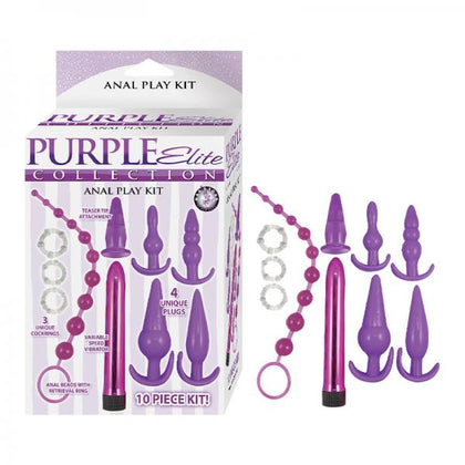 Purple Elite Anal Play Kit by Purple: Beginners 10-pc. Set for Couples - Ergonomic design, Multi-speed Vibrator, Waterproof, Phthalate-free, Gender-neutral - Model No. AT-3001A