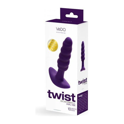 Vedo Twist Rechargeable Silicone Vibrating Anal Plug - Model T-200 - Purple - For Intense Pleasure and Sensual Exploration - Adult Naughty Store