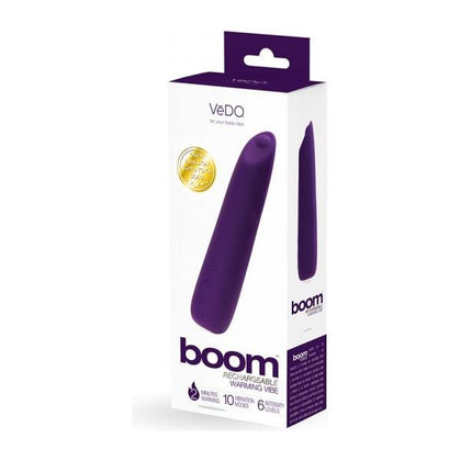 Vedo BOOM Rechargeable Warming Silicone Slimline Vibrator - Model V1001 - Purple - For Deep Sensations and Intense Pleasure - Adult Naughty Store