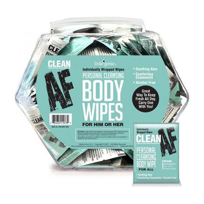 Clean AF Individually Wrapped Personal Cleaning Body Wipes 65-piece Fishbowl Display