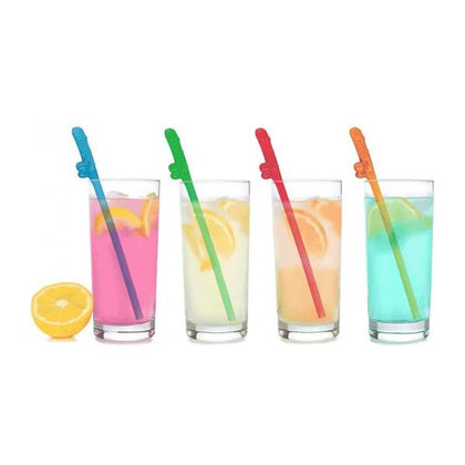 Super Fun Penis Party Straws 8-pack Multicolor - The Ultimate Playful Accessory for Bachelorette and Birthday Parties - Adult Naughty Store