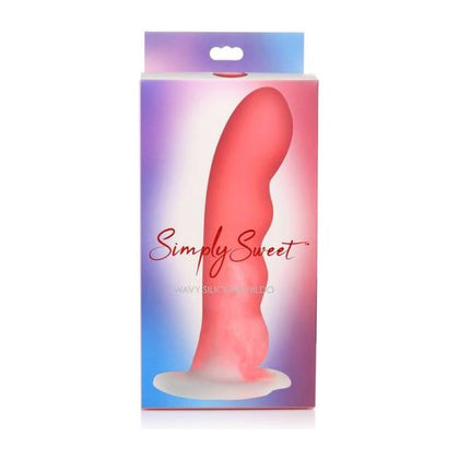 Simply Sweet Wavy 8 In. Silicone Dildo Pink/White - Adult Naughty Store