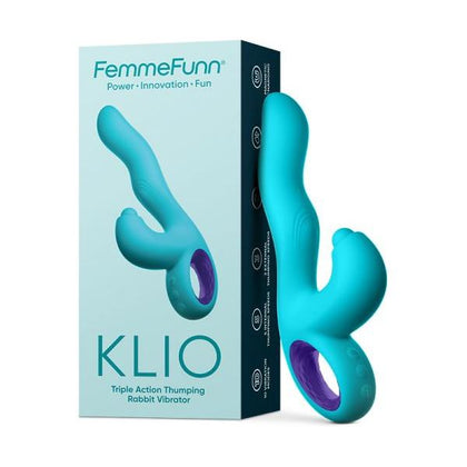 Femmefunn Klio Rechargeable Silicone Triple Action Thumping Rabbit Vibrator Turquoise