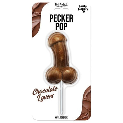 Introducing the Pleasure Pecker Pop Chocolate Lovers - Penis-Shaped Hard Candy on a Stick - Adult Naughty Store