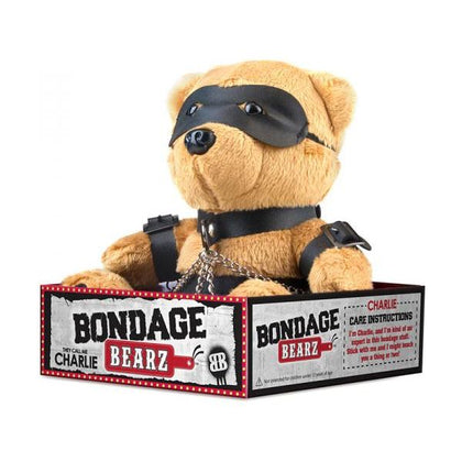 Bondage Bearz Charlie Chains Plush Doll - Model CC-001 - Unisex BDSM Toy for Sensual Play - Wrist and Ankle Cuffs - Black