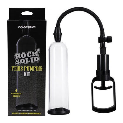 Rock Solid Manual Penis Pumping Kit with 4 Attachments - Black/Clear