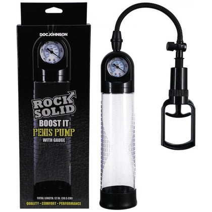 Rock Solid Boost It Penis Pump with Gauge - Black/Clear